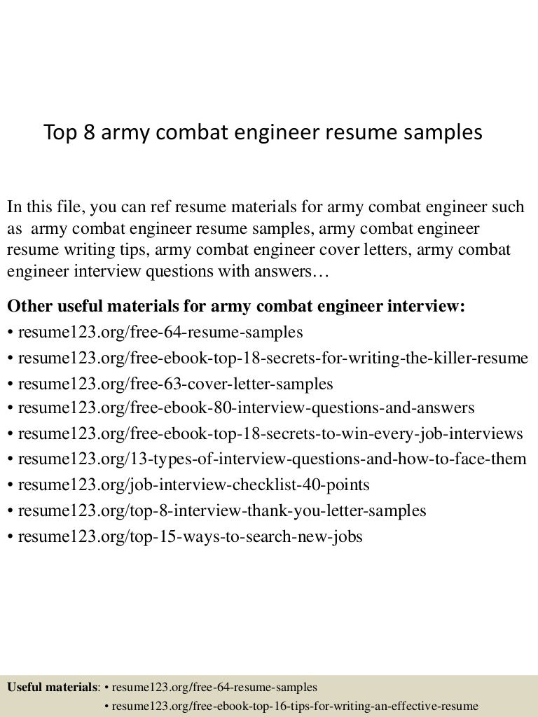 Resume Resume Army top8armycombatengineerresumesamples 150614080234 lva1 app6892 thumbnail 4 jpgcb1434269321