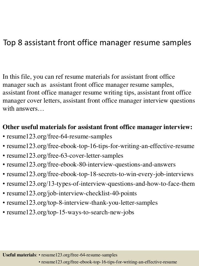 Top8assistantfrontofficemanagerresumesamples 150410094018 Conversion Gate01 Thumbnail 4 Jpg Cb 1428676863 Top8assistantfrontofficemanagerresumesamples 150410094018 Conversion Gate01 Thumbnail 4 Jpg Cb 1428676863