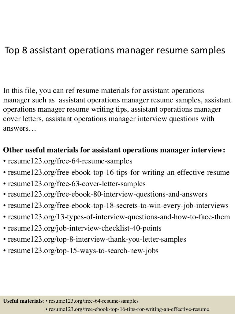 top 8 assistant operations manager resume samples operation manager cv format