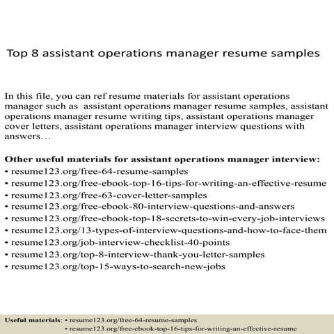 Top 8 assistant front office manager resume samples | PPTX