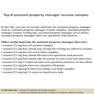 Top 8 assistant property manager re...