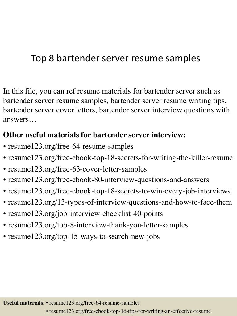 top8bartenderserverresumesamples 150528093951 lva1 app6892 thumbnail 4jpgcb1432806037