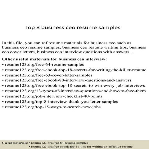 Top 8 business ceo resume samples