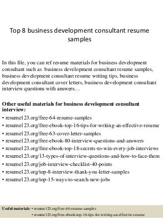 business development consultant resumes