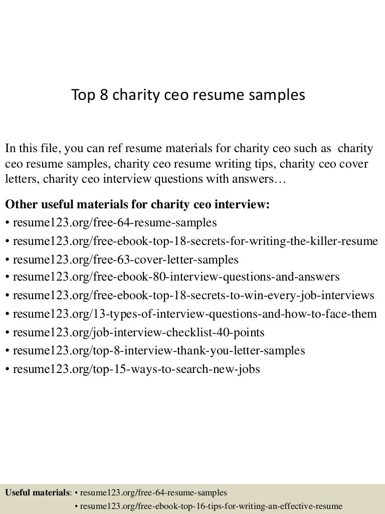 resume Charity Resume top8charityceoresumesamples 150723074831 lva1 app6891 thumbnail 4 jpgcb1437637758