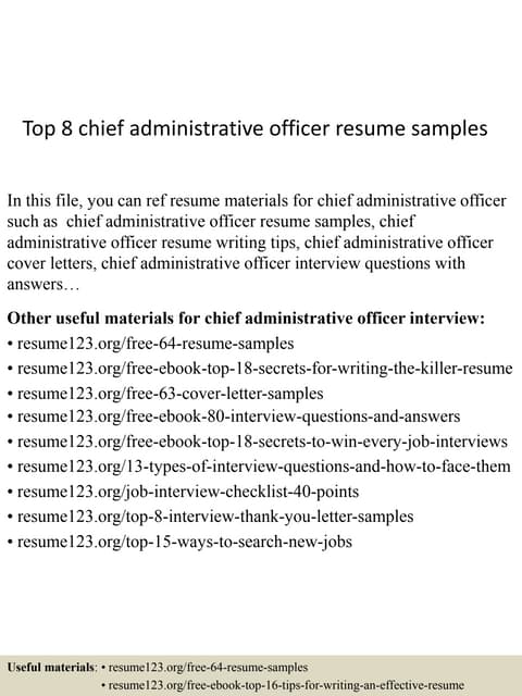 chief administrative officer resume