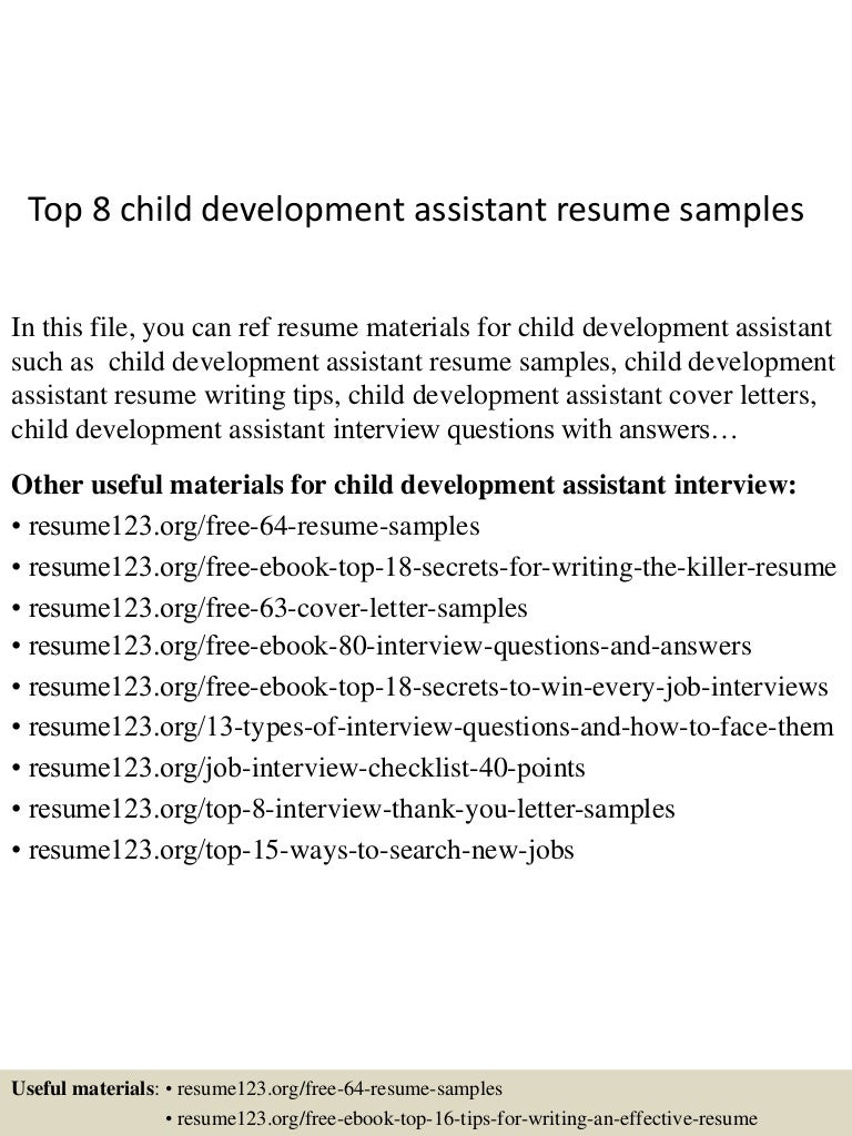 Top 8 Child Development Assistant Resume Samples