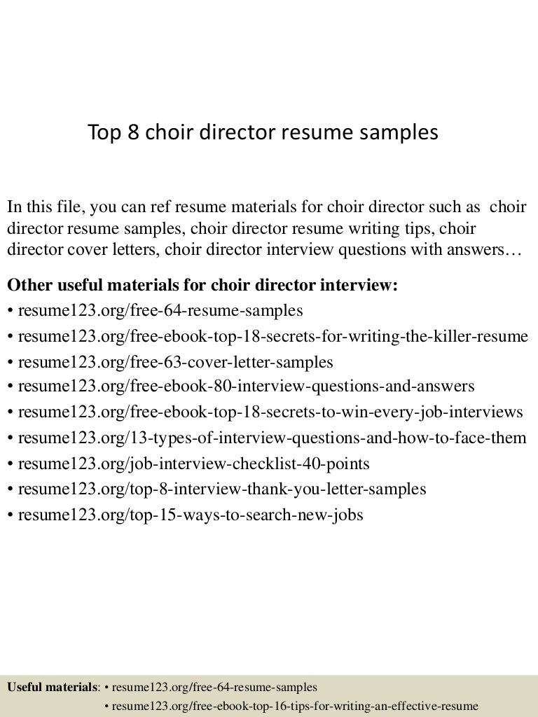 Top 8 choir director resume samples