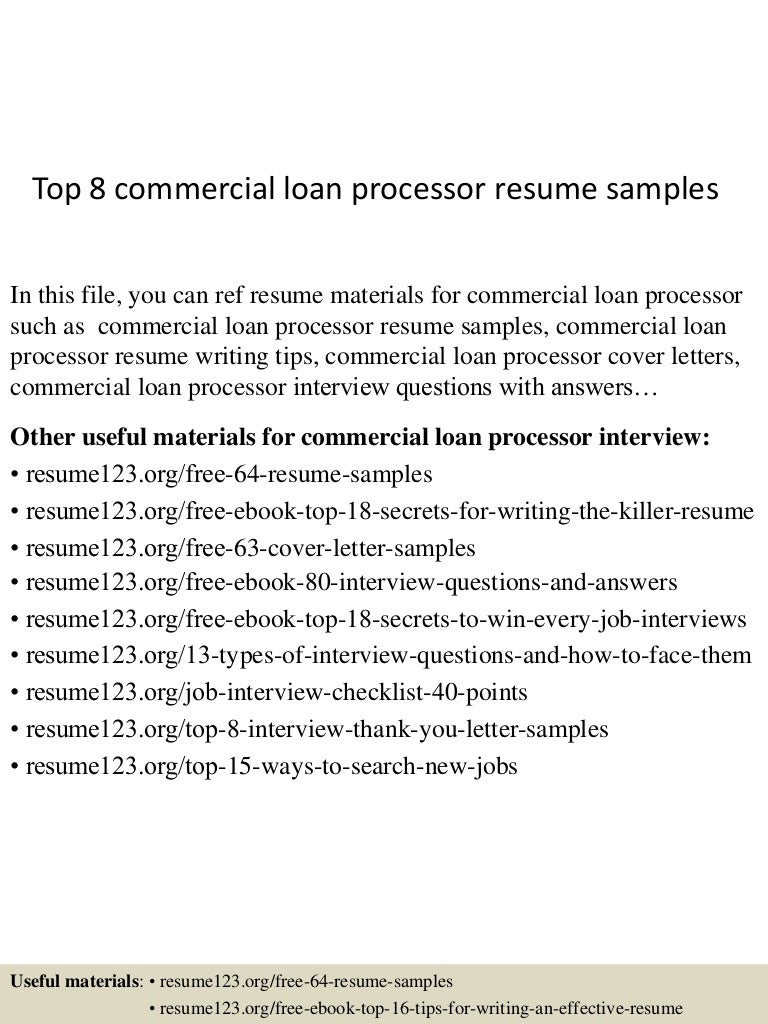 Loan processing management resume