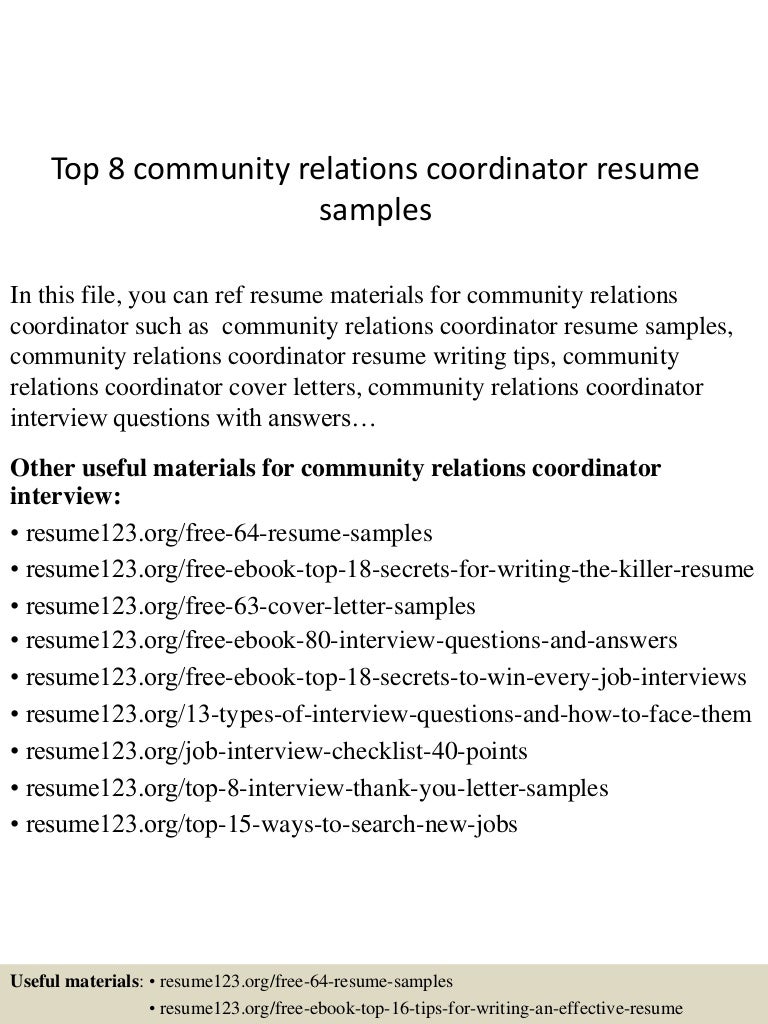 sample youth coordinator resume