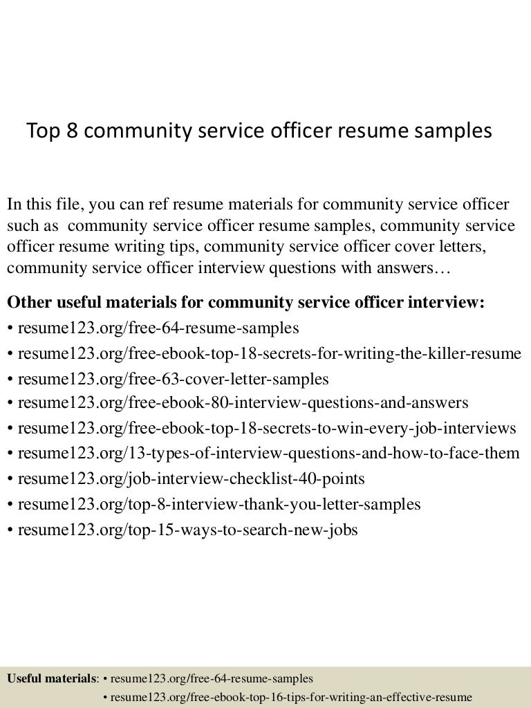 resume Community Service In Resume top8communityserviceofficerresumesamples 150514083904 lva1 app6891 thumbnail 4 jpgcb1431592788