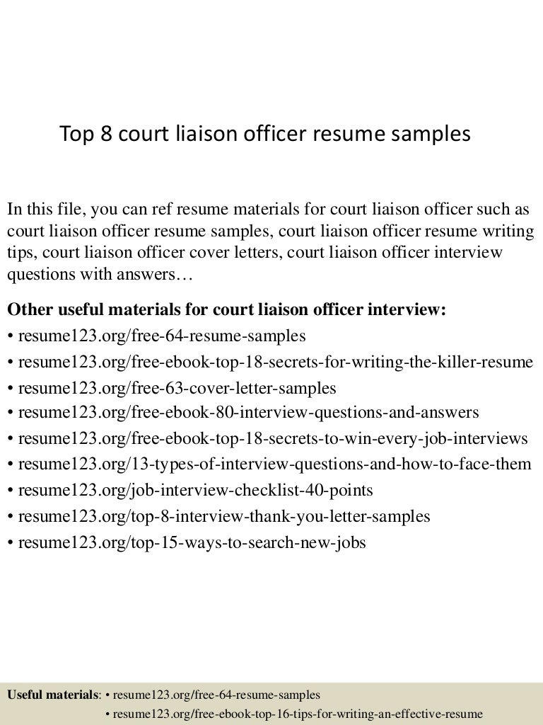 Top 8 court liaison officer resume samples