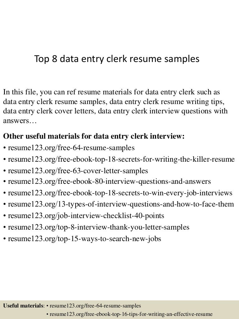 Resume Sample Resume For Data Entry Clerk top8dataentryclerkresumesamples 150424221338 conversion gate01 thumbnail 4 jpgcb1429931666