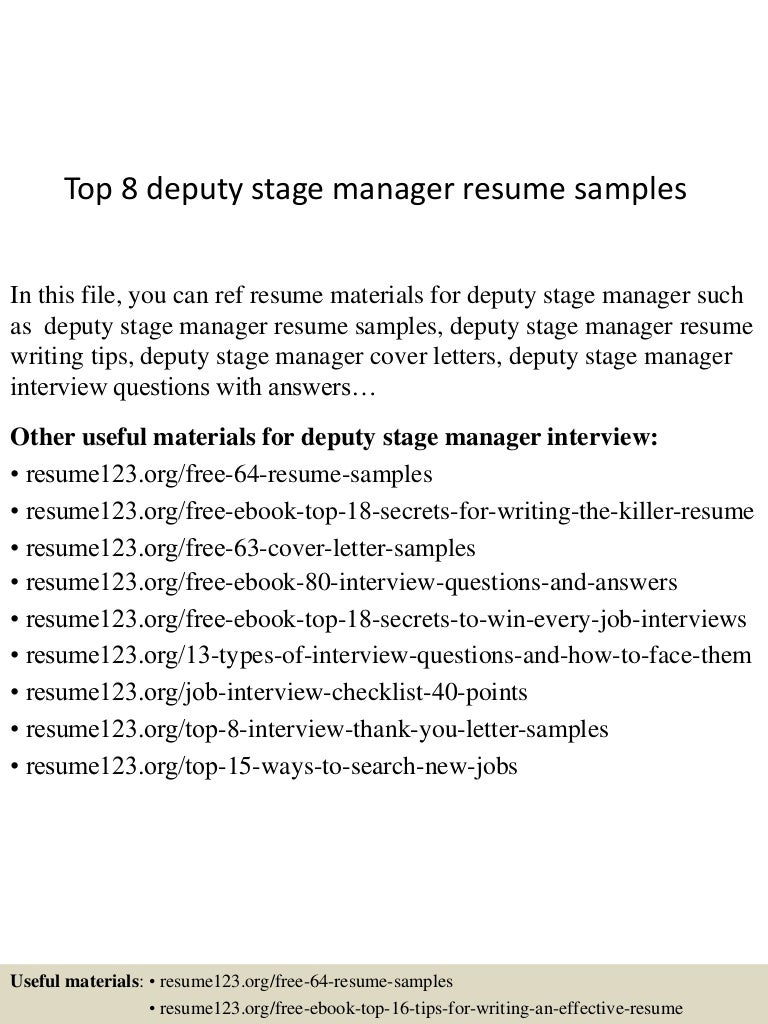 stage manager cover letters