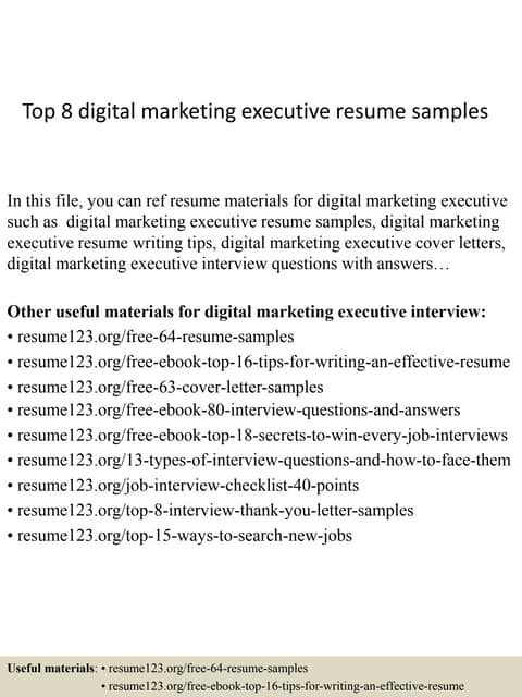 Top 8 digital marketing executive r...