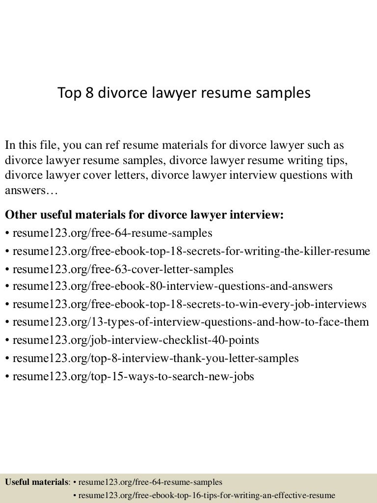 Top 8 divorce lawyer resume samples