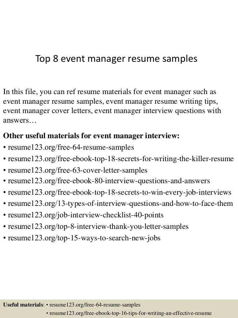 resume Resume Event Manager top8eventmanagerresumesamples 150425020032 conversion gate02 thumbnail 4 jpgcb1429945287