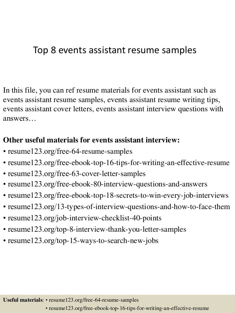 event assistant cover letter