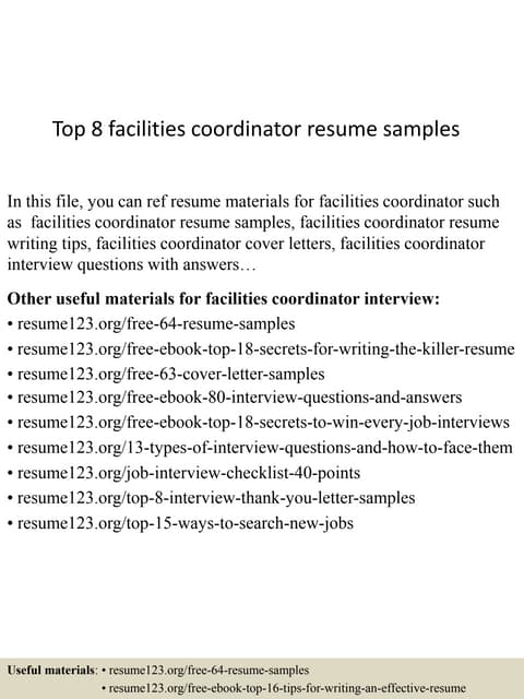facilities coordinator job descprition facilities coordinator job description