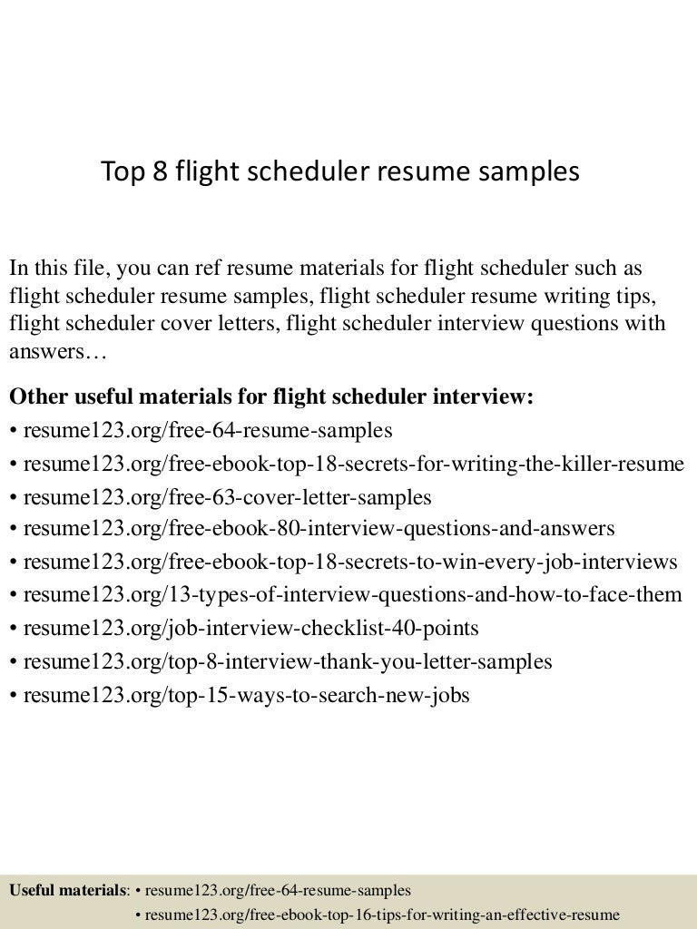 resume Scheduler Resume Sample top8flightschedulerresumesamples 150730022641 lva1 app6891 thumbnail 4 jpgcb1438223248