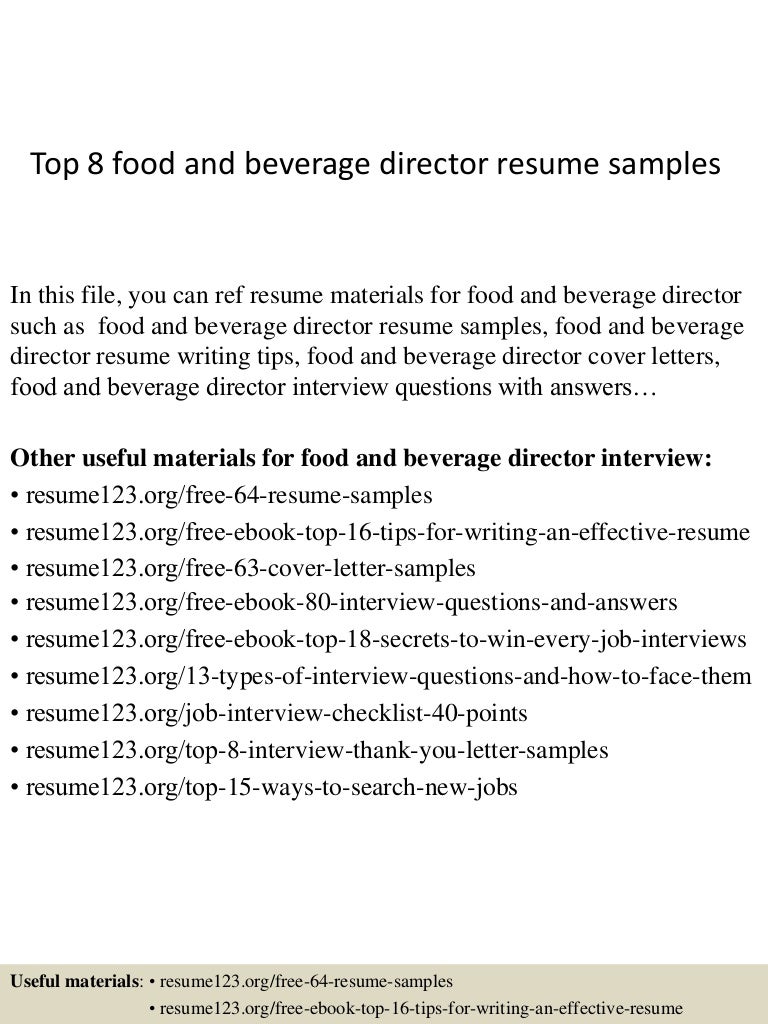 sample food and beverage cover letter