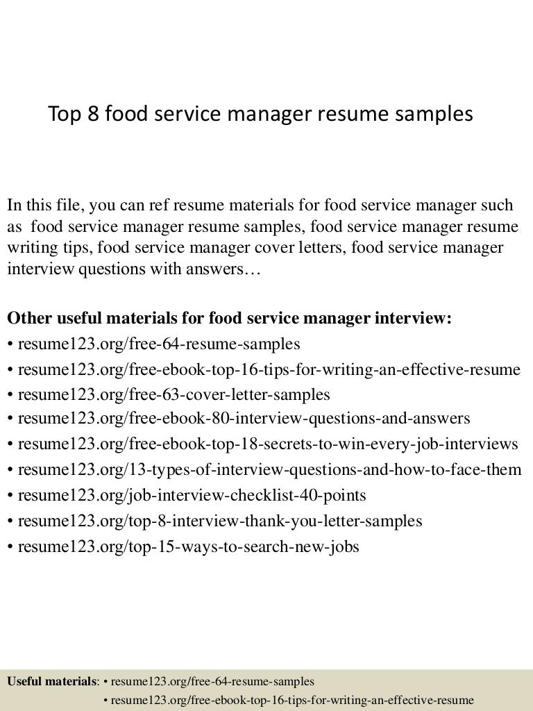 resume Food Service Manager Resume top8foodservicemanagerresumesamples 150402093651 conversion gate01 thumbnail 4 jpgcb1427985461
