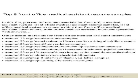 New Medical Assistant Resume Samples