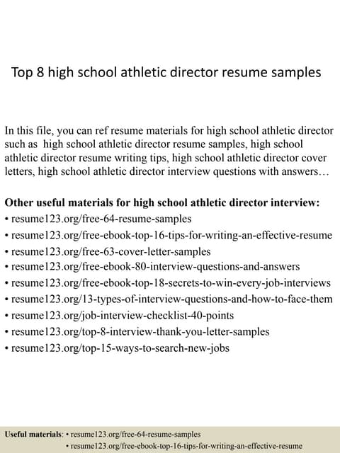 high school athletic director resume