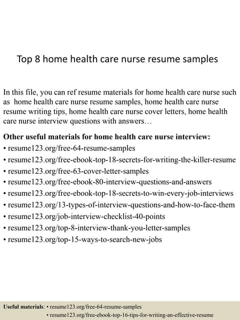 Top 8 home health care nurse resume - Top8homehealthcarenurseresumesamples 150602132755 Lva1 App6892 Thumbnail 