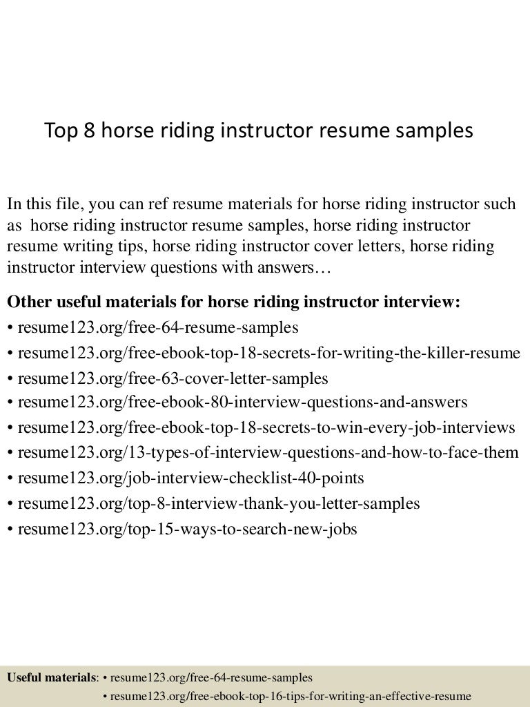 Resume Sample Resume Horse Job top8horseridinginstructorresumesamples 150723082357 lva1 app6892 thumbnail 4 jpgcb1437639886