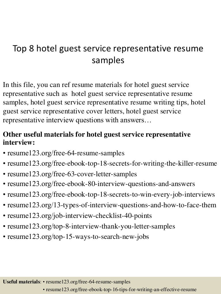 guest service representative cover letter