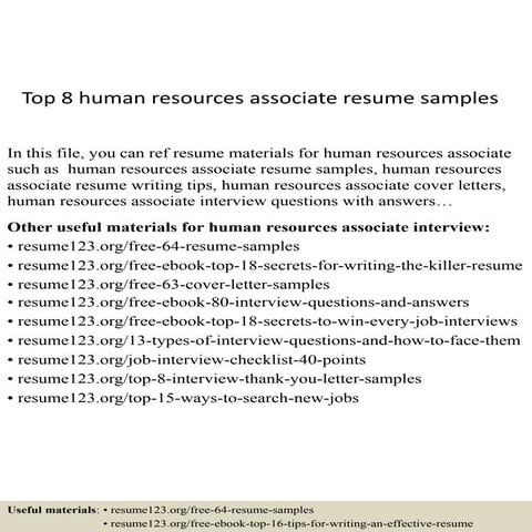 Top 8 human resources associate resume samples