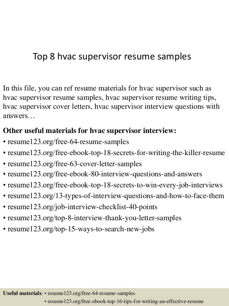 hvac resume samples