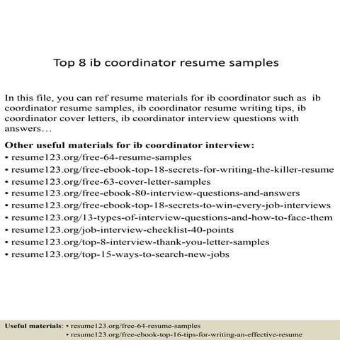 Top 8 ib coordinator resume samples
