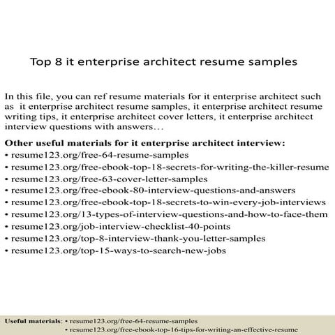 Top 8 it enterprise architect resume samples