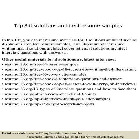 Top 8 it solutions architect resume samples