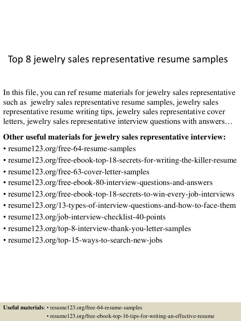 Top 8 jewelry sales representative resume samples