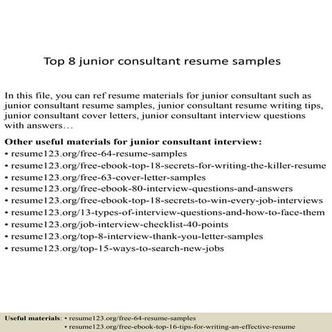 Top 8 junior consultant resume samples