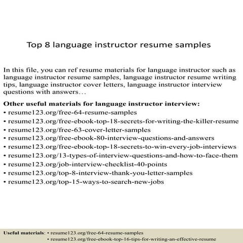 Top 8 educational interpreter resume samples | PPTX