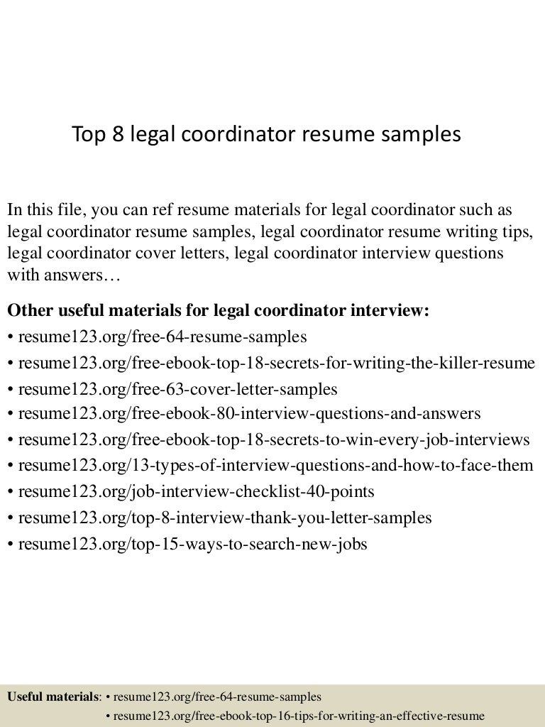 Top 8 legal coordinator resume samples