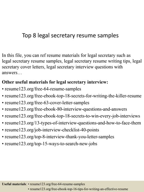 Top 8 legal secretary resume samples - Top8legalsecretaryresumesamples 150425024523 Conversion Gate01 Thumbnail 