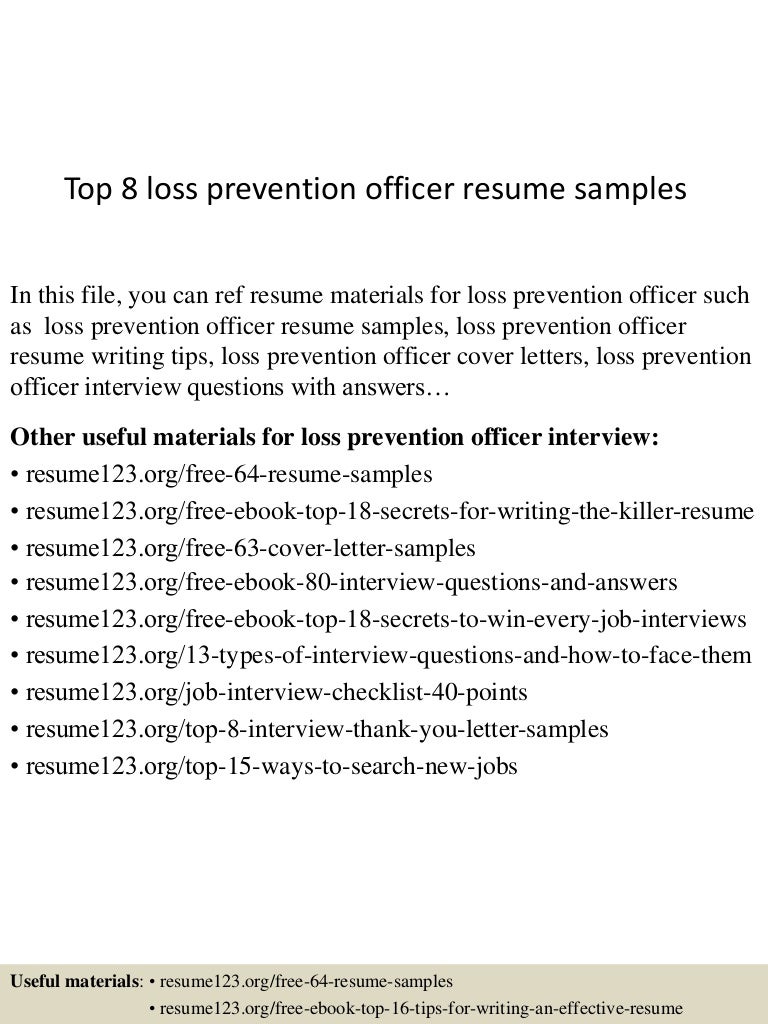 Top 8 Loss Prevention Officer Resume Samples 8 Loss Prevention Officer Resume Samples