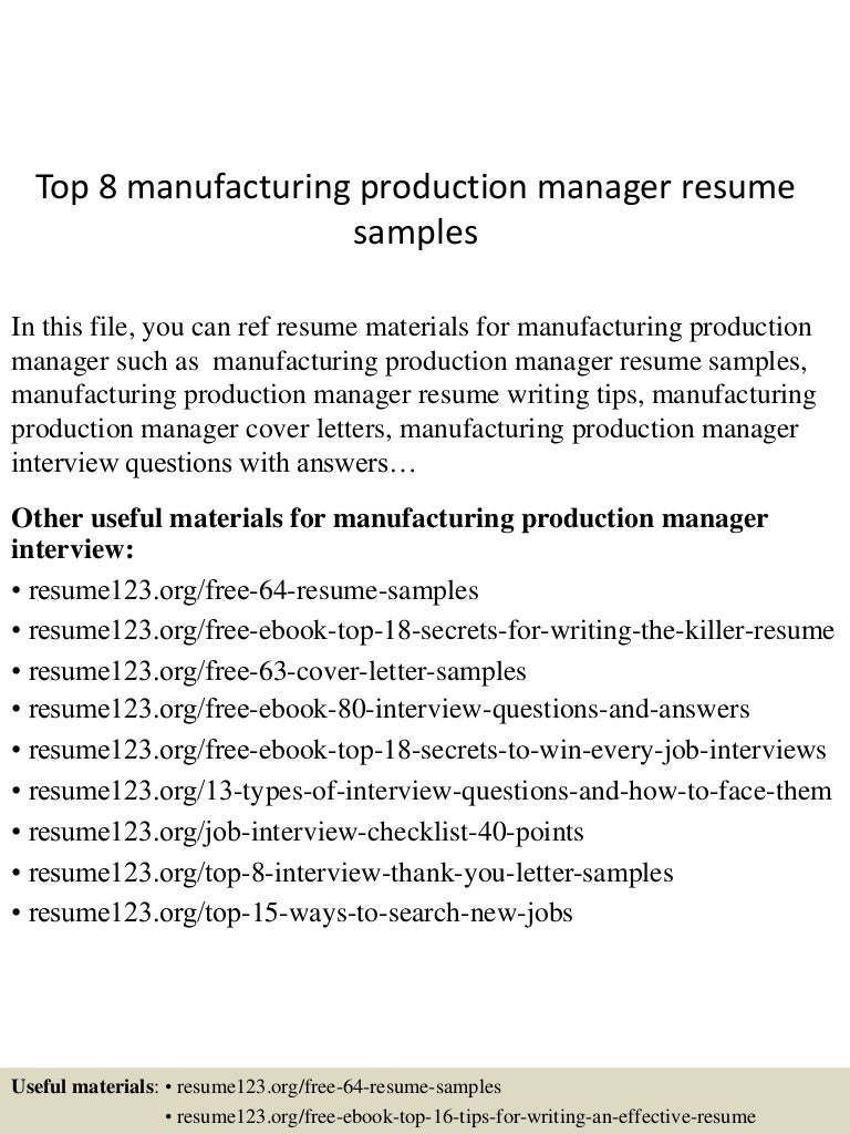 production manager resume sample