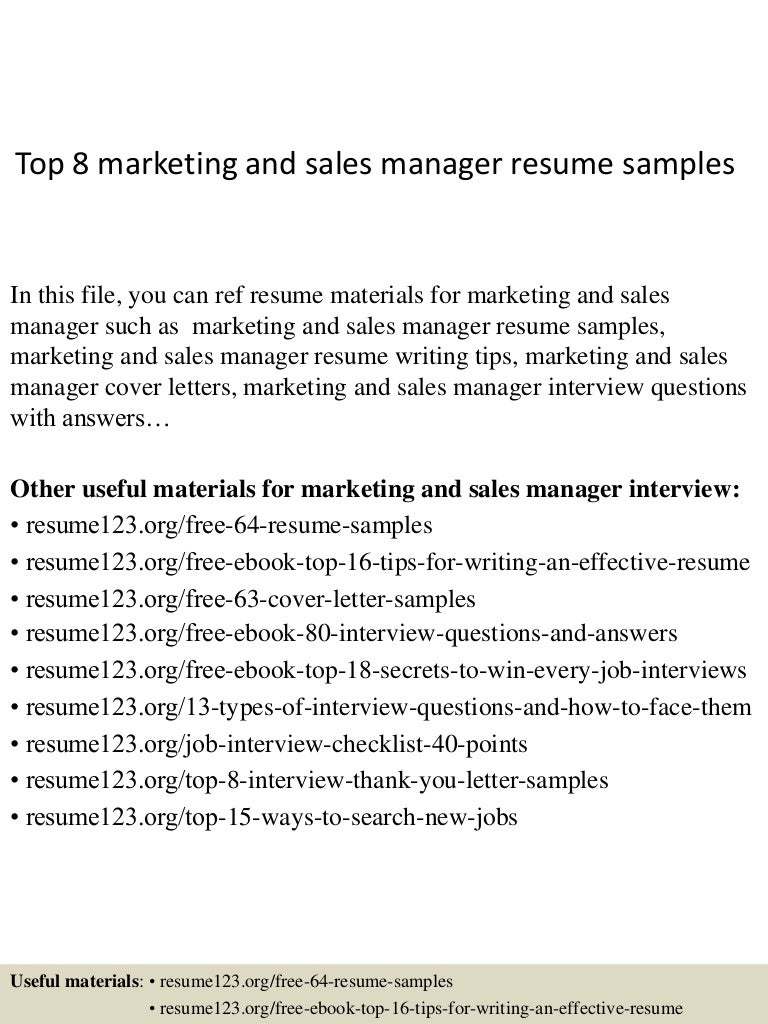 sample marketing and sales director resume