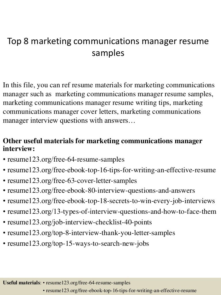 Resume for a communications manager