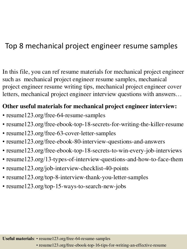Resume Sample Project Engineer Resume top8mechanicalprojectengineerresumesamples 150512173005 lva1 app6892 thumbnail 4 jpgcb1431451846