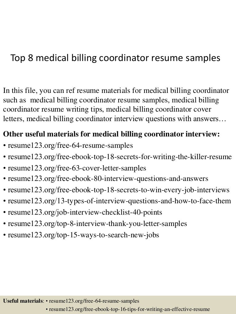 top 8 medical billing coordinator resume samples