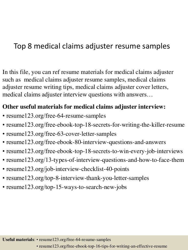 insurance claims adjuster resumes
