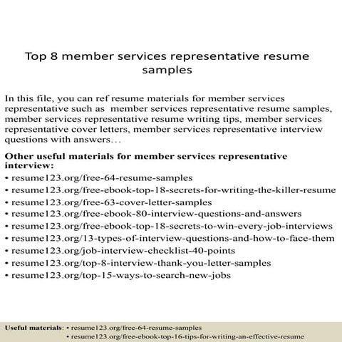 Top 8 social security claims representative resume samples | PPTX