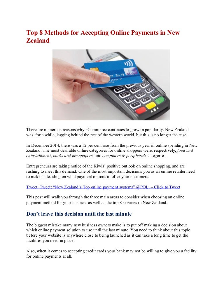 Top 8 Methods for Accepting Online Payments in New Zealand